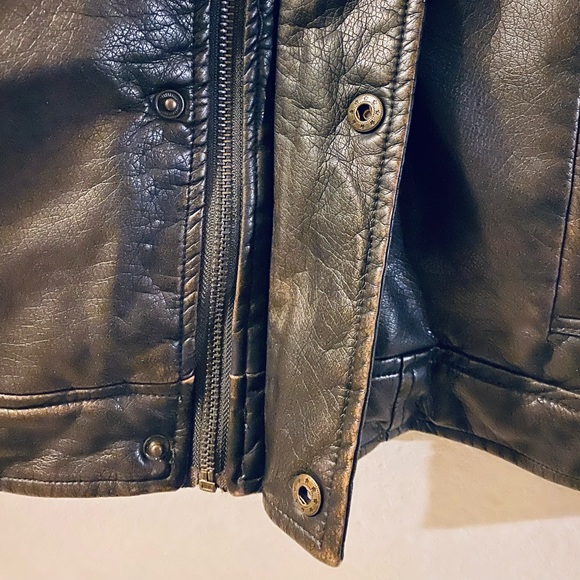 New mens Levi's Brown Sherpa Lined zip button Bomber Coat Jacket Size Large - Picture 5 of 15